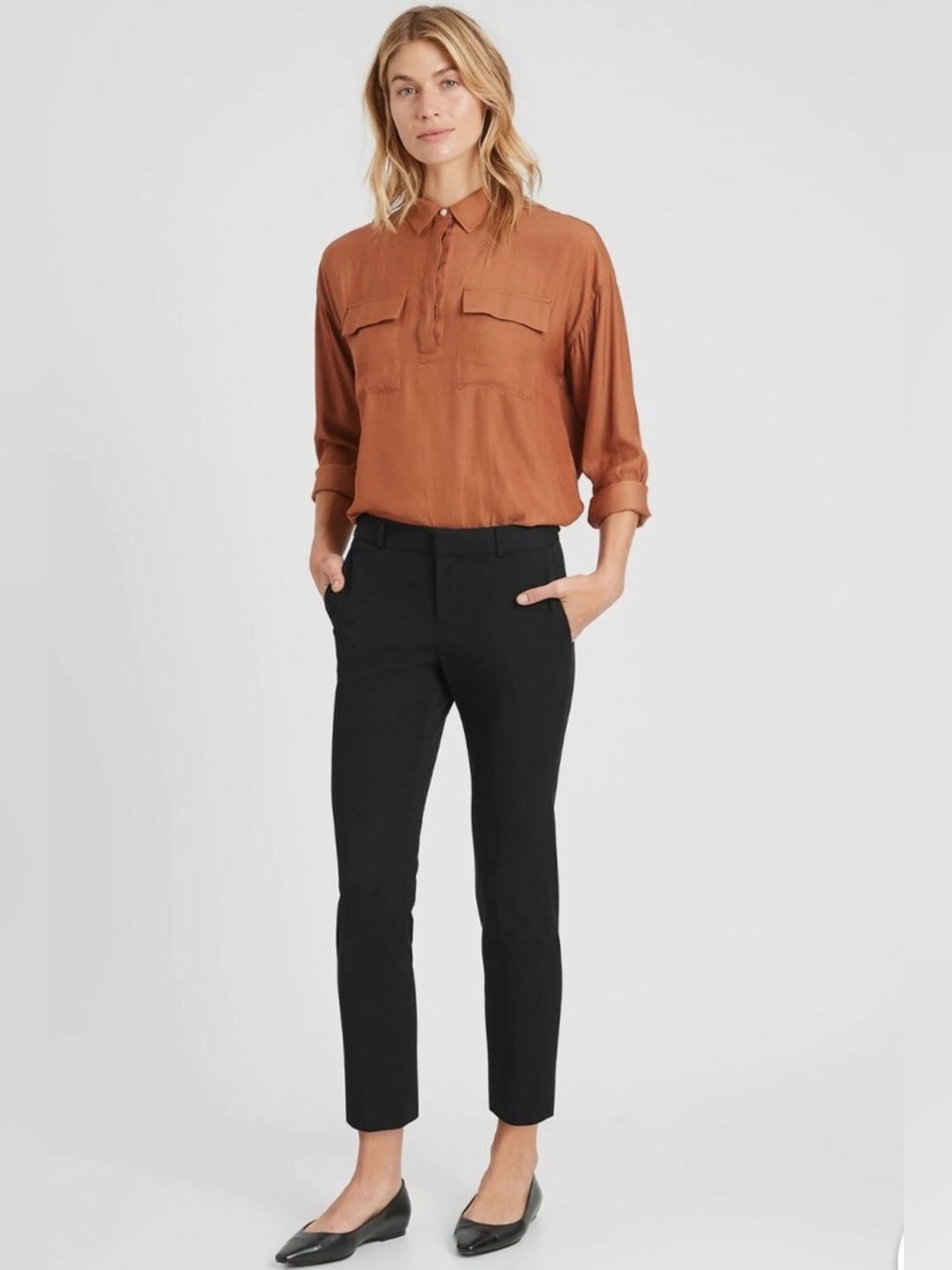 Banana Republic Avery black lightweight wool ankle crop pant - 4P